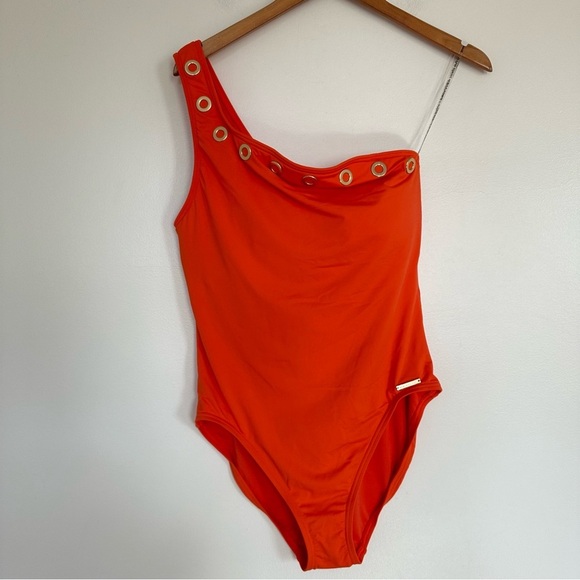 Michael Michael Kors Grommet One-Shoulder One-Piece Swimsuit Size 14 - Picture 16 of 16